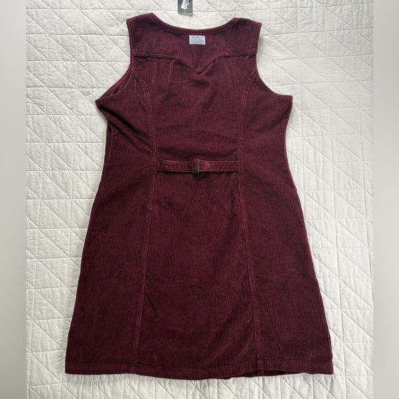 NWT Levi's Corduroy Button Front Dress XL Burgundy Plum Buckle Back Pinafore - Picture 8 of 12